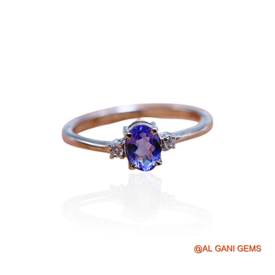 Sterling Silver Tanzanite Gemstone Zircon Mother Promise Solitaire Ring SR-38