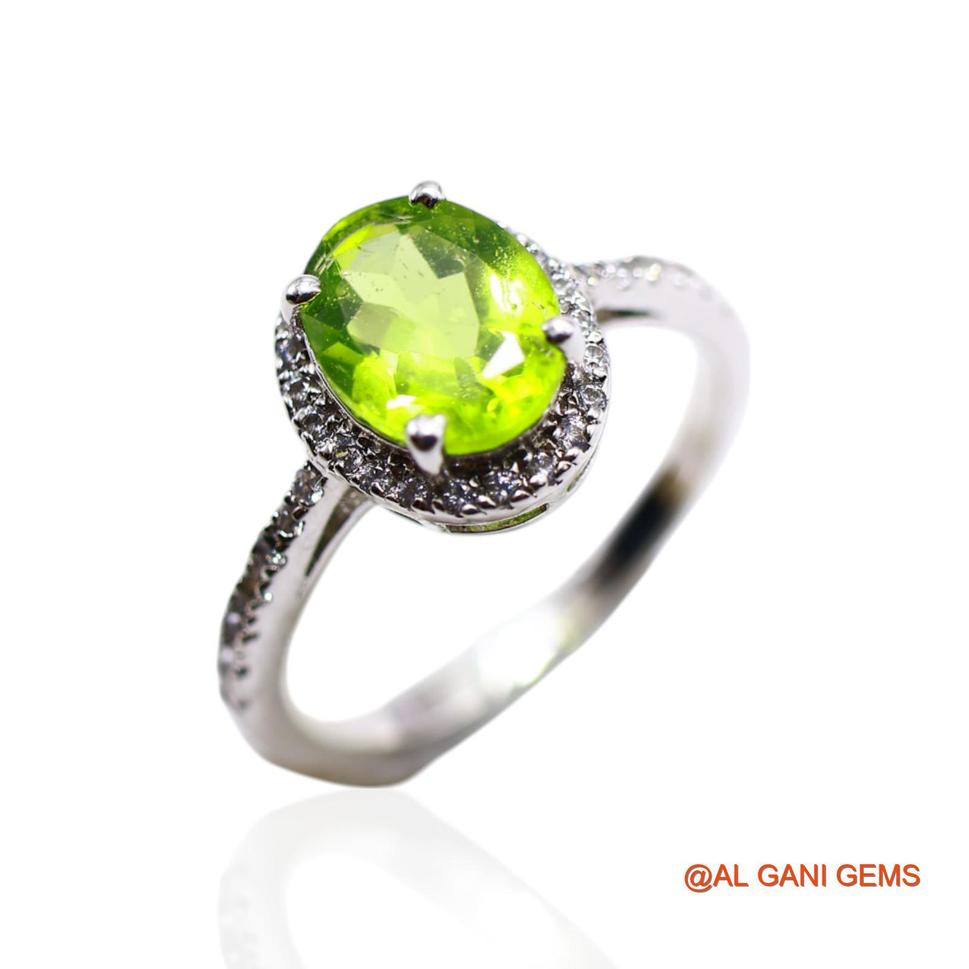 Peridot Stone Zircon Bezel Dainty Solitaire Daughter Ring 925 Silver SR-39