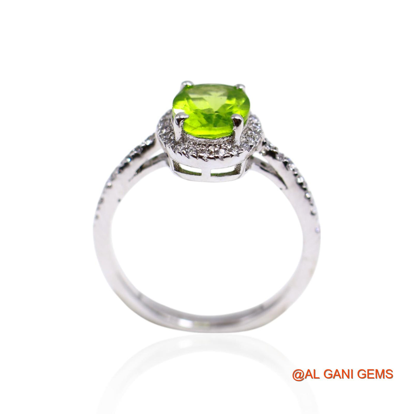 Peridot Stone Zircon Bezel Dainty Solitaire Daughter Ring 925 Silver SR-39