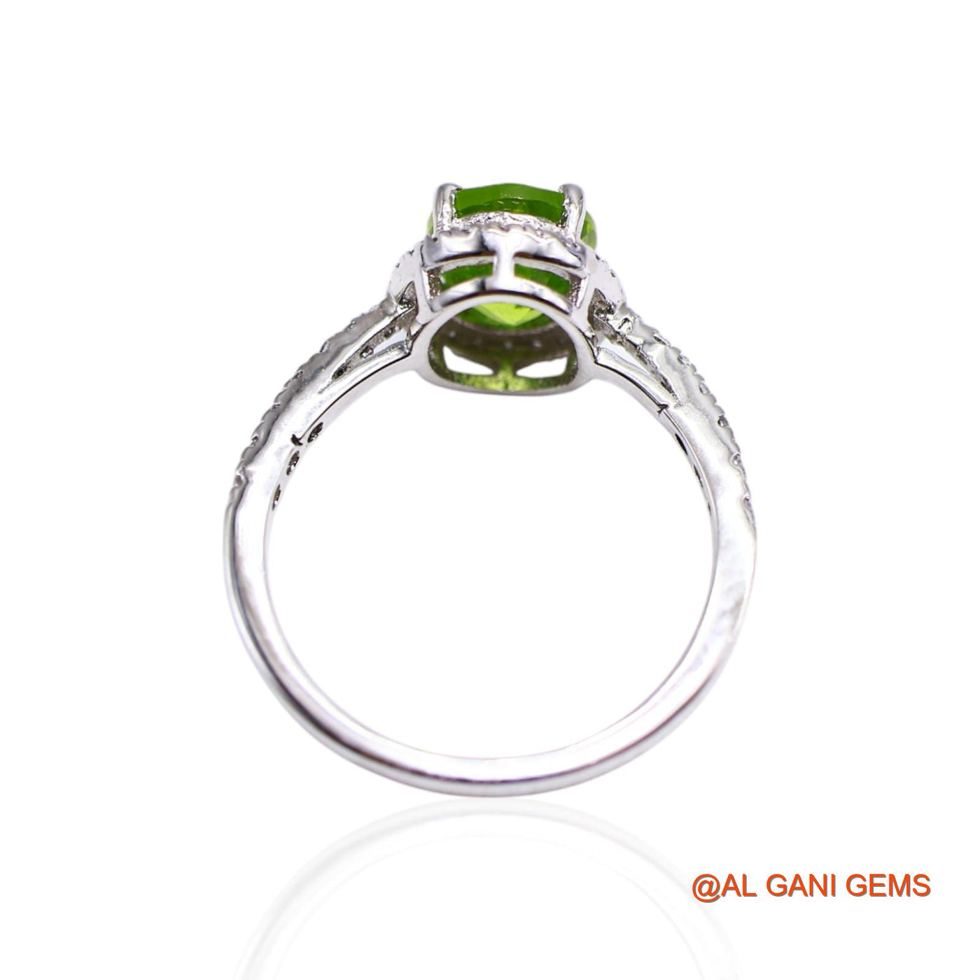 Peridot Stone Zircon Bezel Dainty Solitaire Daughter Ring 925 Silver SR-39