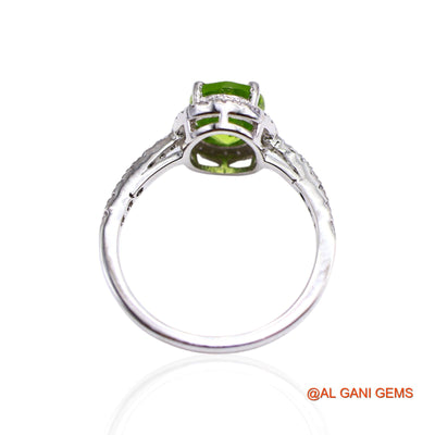 Peridot Stone Zircon Bezel Dainty Solitaire Daughter Ring 925 Silver SR-39
