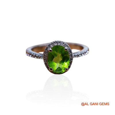 Peridot Stone Zircon Bezel Dainty Solitaire Daughter Ring 925 Silver SR-39