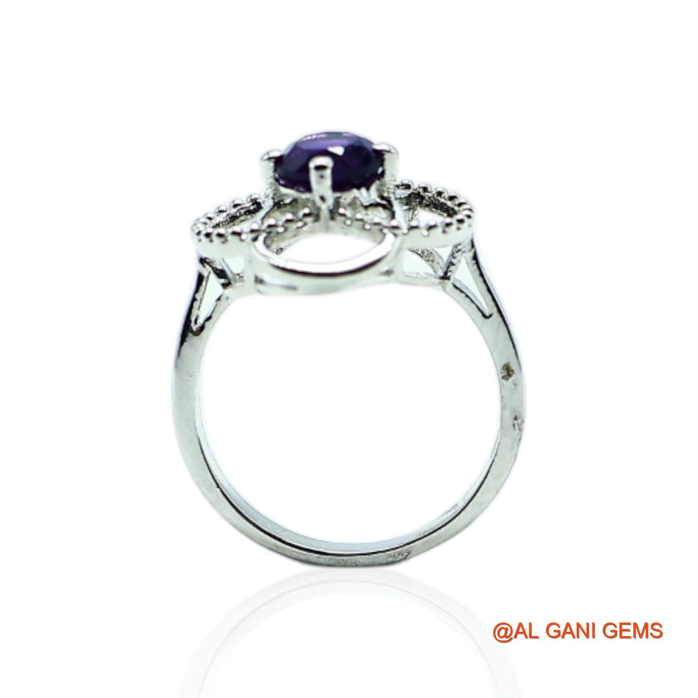 Natural Amethyst Zircon Statement Solitaire Ring 925 Sterling Silver SR-3