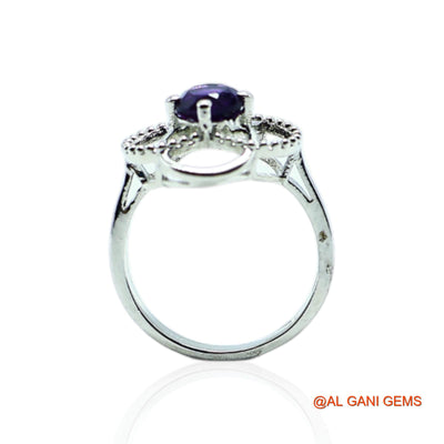 Natural Amethyst Zircon Statement Solitaire Ring 925 Sterling Silver SR-3