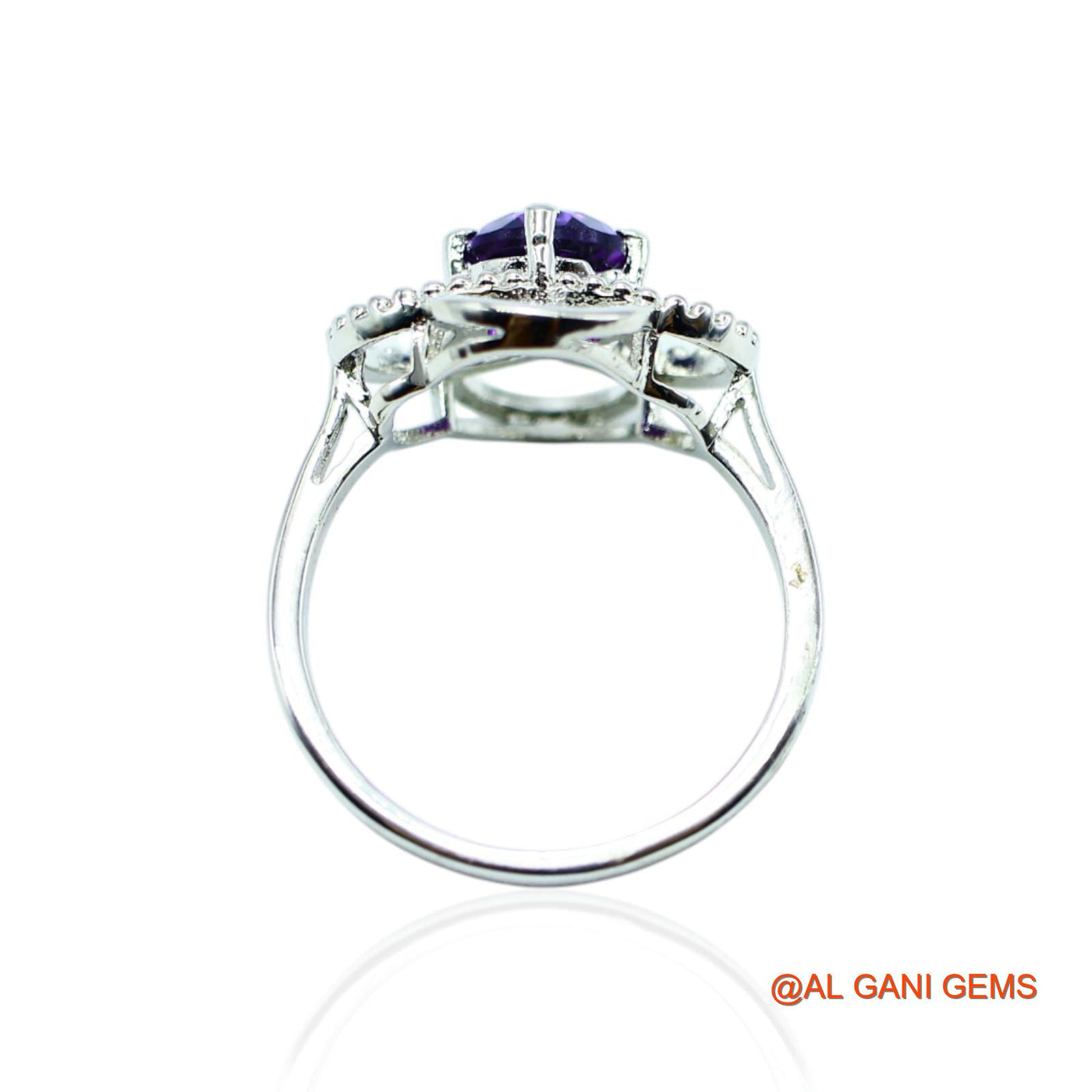 Natural Amethyst Zircon Statement Solitaire Ring 925 Sterling Silver SR-3