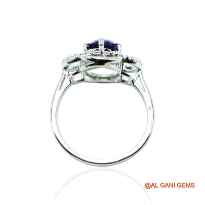 Natural Amethyst Zircon Statement Solitaire Ring 925 Sterling Silver SR-3