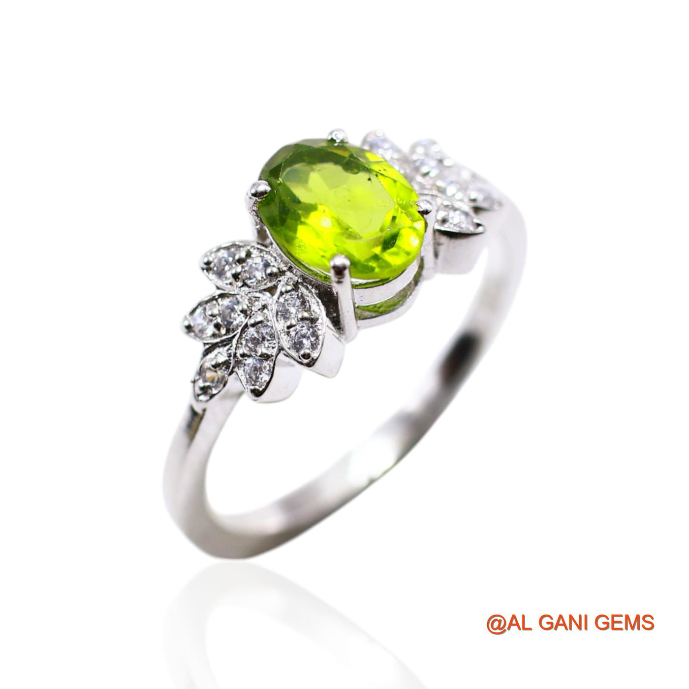 925 Silver Natural Peridot Zircon Dainty Solitaire Heart Chakra Ring SR-40