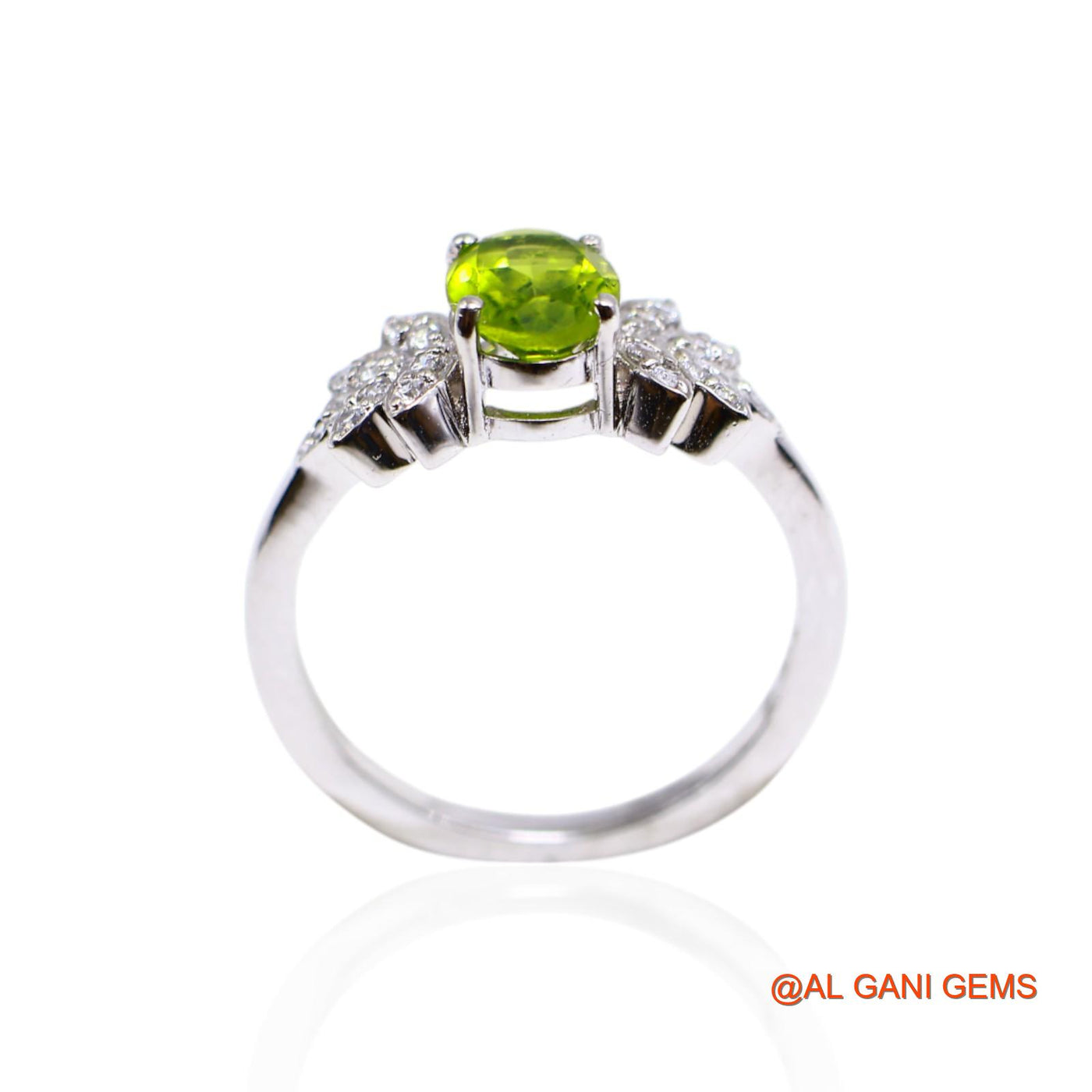 925 Silver Natural Peridot Zircon Dainty Solitaire Heart Chakra Ring SR-40