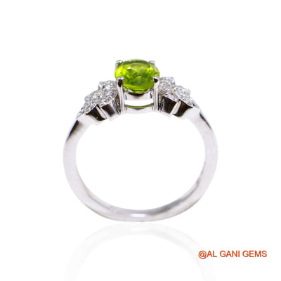925 Silver Natural Peridot Zircon Dainty Solitaire Heart Chakra Ring SR-40