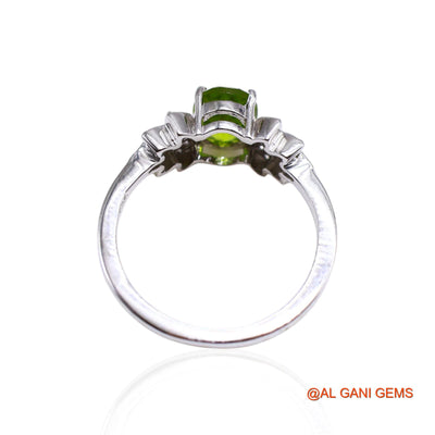 925 Silver Natural Peridot Zircon Dainty Solitaire Heart Chakra Ring SR-40