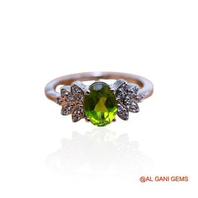925 Silver Natural Peridot Zircon Dainty Solitaire Heart Chakra Ring SR-40