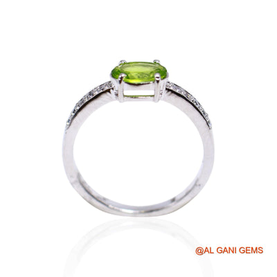 Peridot Gemstone Zircon Handmade Solitaire Bezel Ring Sterling Silver SR-41