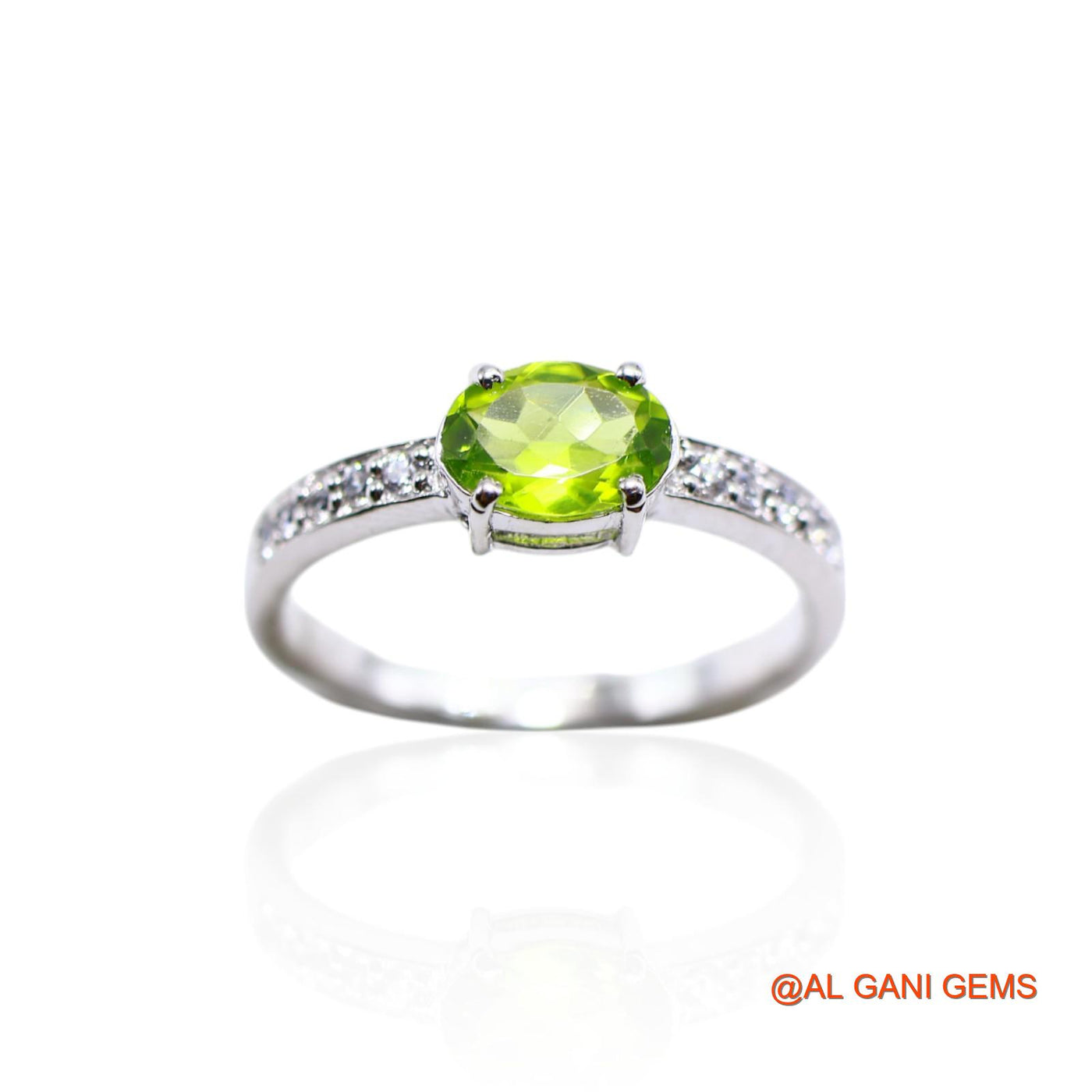 Peridot Gemstone Zircon Handmade Solitaire Bezel Ring Sterling Silver SR-41
