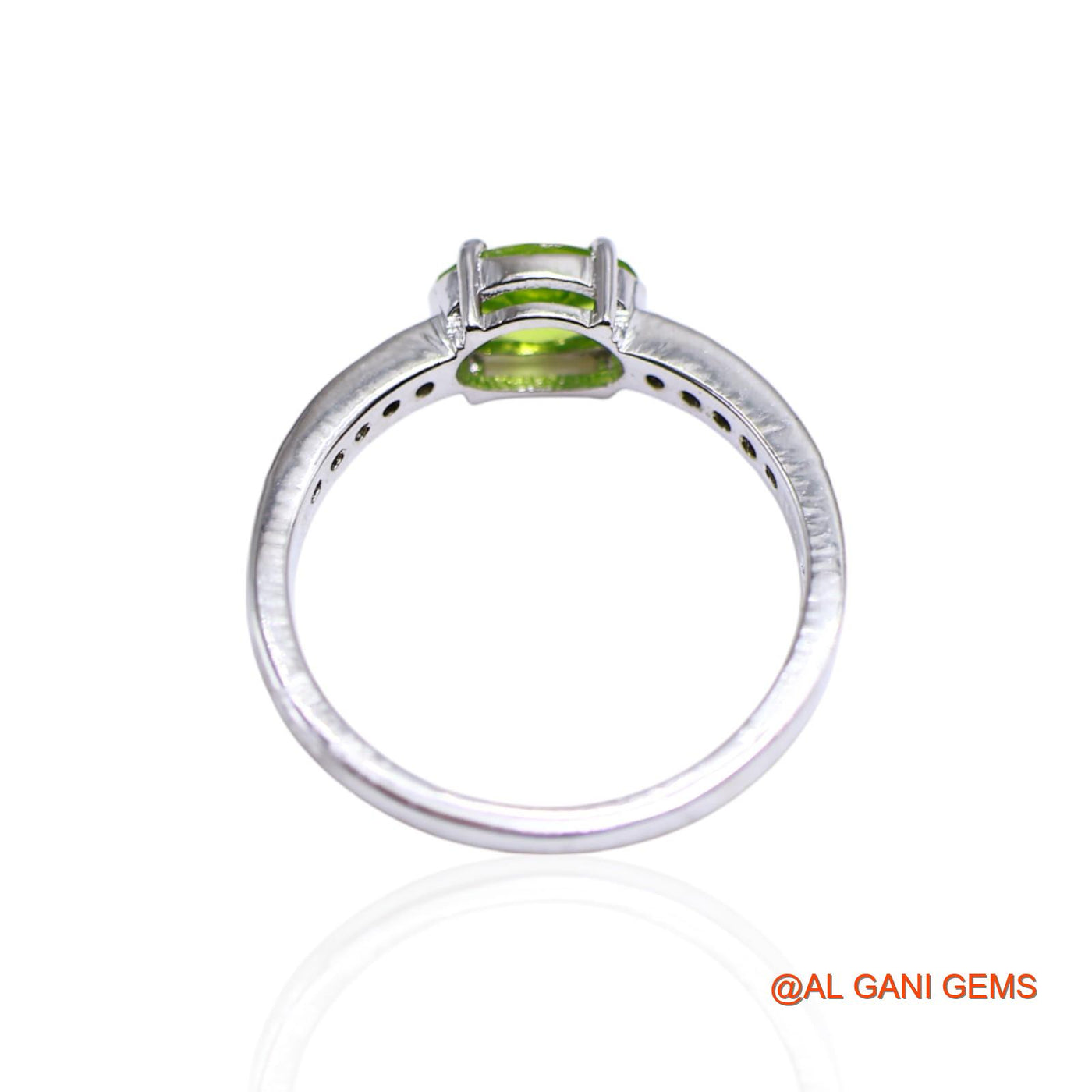 Peridot Gemstone Zircon Handmade Solitaire Bezel Ring Sterling Silver SR-41