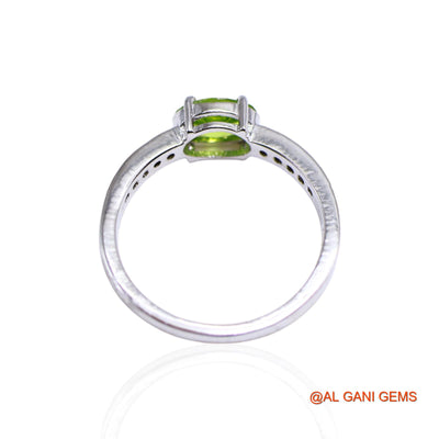 Peridot Gemstone Zircon Handmade Solitaire Bezel Ring Sterling Silver SR-41