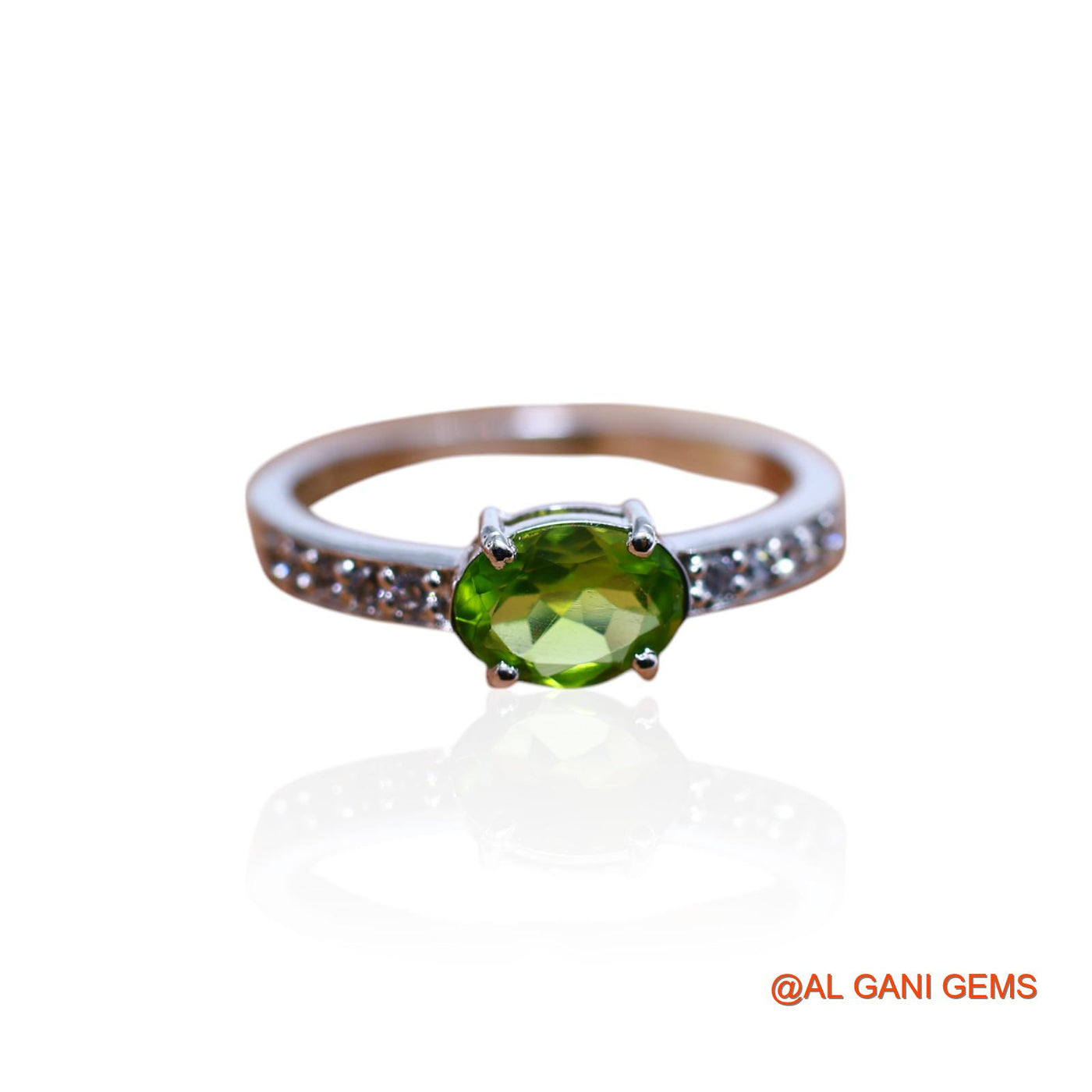 Peridot Gemstone Zircon Handmade Solitaire Bezel Ring Sterling Silver SR-41
