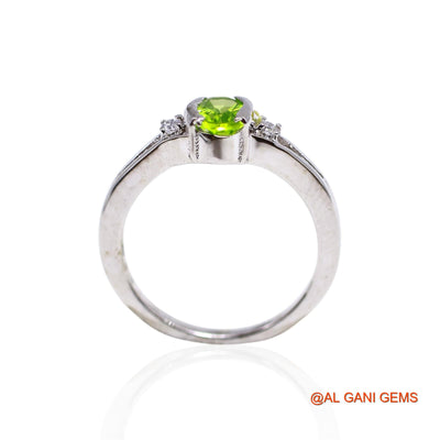 Peridot Stone Zircon Solitaire Statement Promise Ring Sterling Silver SR-42