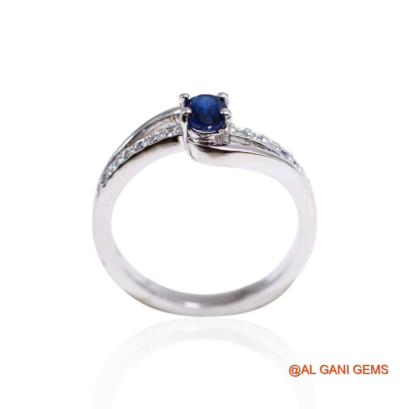 925 Silver Third Eye Chakra Natural Blue Sapphire Zircon Solitaire Ring SR-43