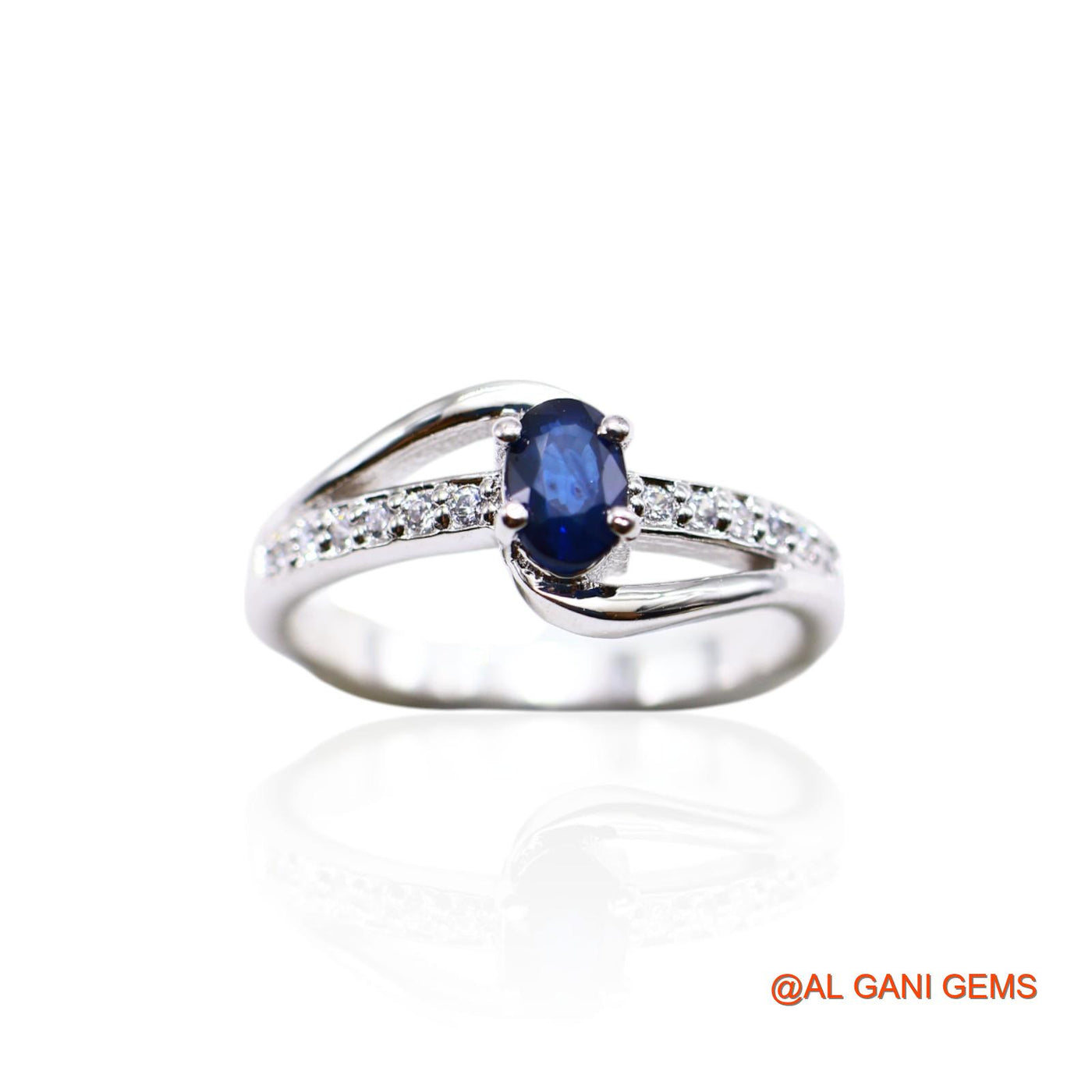 925 Silver Third Eye Chakra Natural Blue Sapphire Zircon Solitaire Ring SR-43