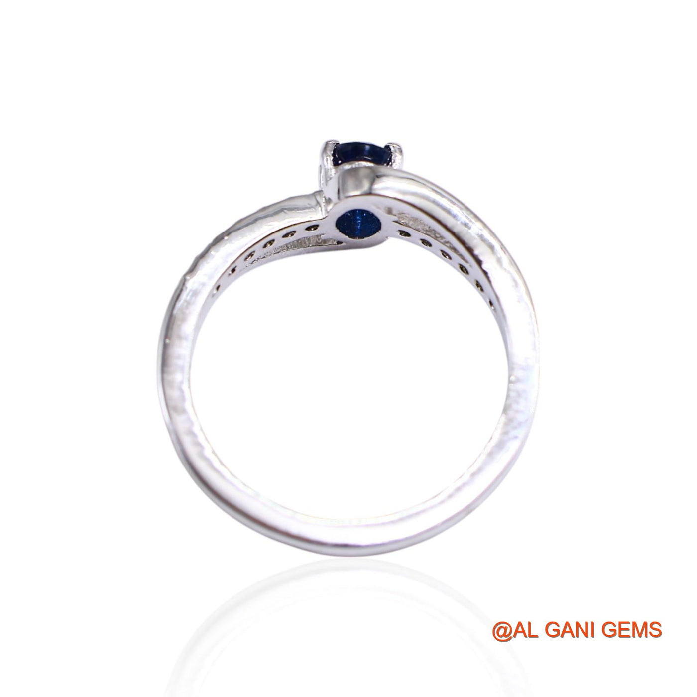925 Silver Third Eye Chakra Natural Blue Sapphire Zircon Solitaire Ring SR-43