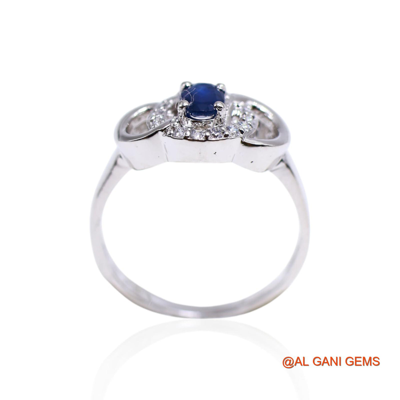 925 Sterling Silver Natural Blue Sapphire Zircon Promise Solitaire Ring SR-44