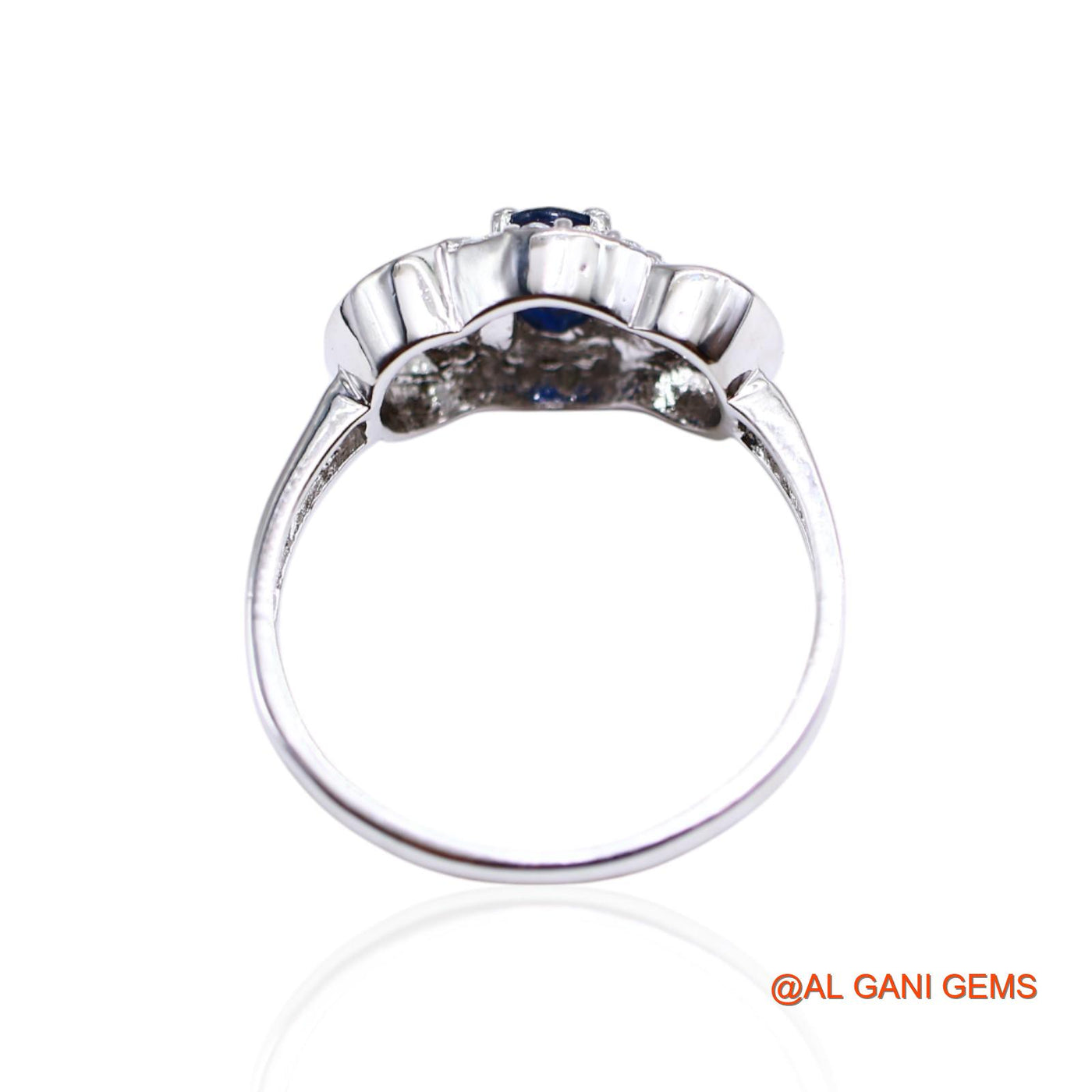 925 Sterling Silver Natural Blue Sapphire Zircon Promise Solitaire Ring SR-44