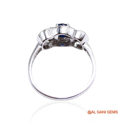 925 Sterling Silver Natural Blue Sapphire Zircon Promise Solitaire Ring SR-44