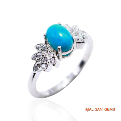 Coral Stone Zircon Bezel Solitaire Anniversary Boho Ring 925 Silver SR-49