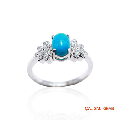 Coral Stone Zircon Bezel Solitaire Anniversary Boho Ring 925 Silver SR-49