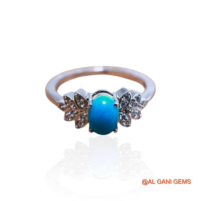 Coral Stone Zircon Bezel Solitaire Anniversary Boho Ring 925 Silver SR-49