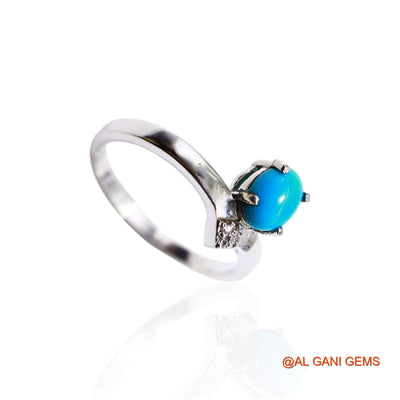 Turquoise Gemstone Sterling Silver December Solitaire Anniversary Ring SR-50