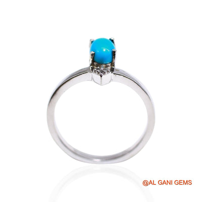 Turquoise Gemstone Sterling Silver December Solitaire Anniversary Ring SR-50