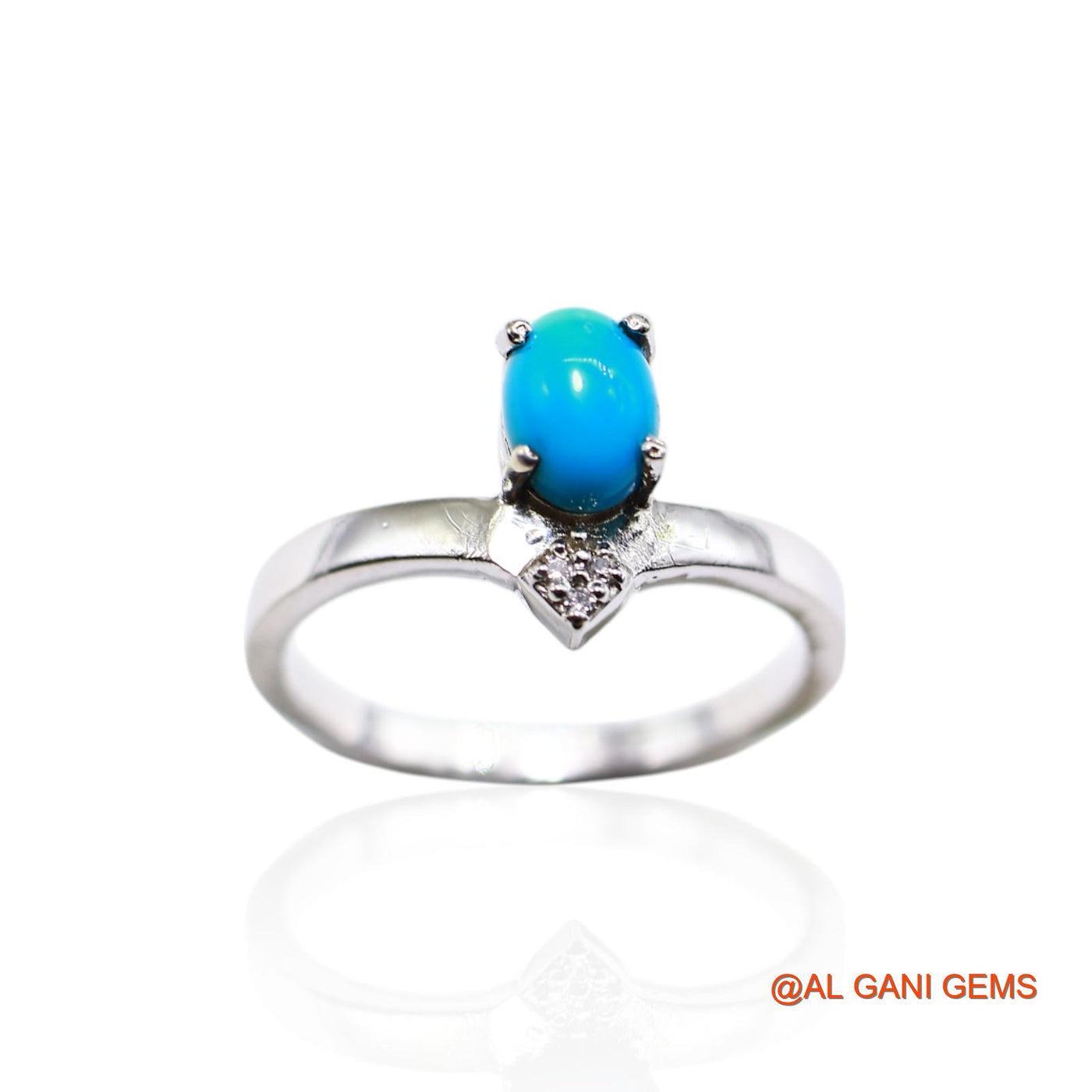 Turquoise Gemstone Sterling Silver December Solitaire Anniversary Ring SR-50