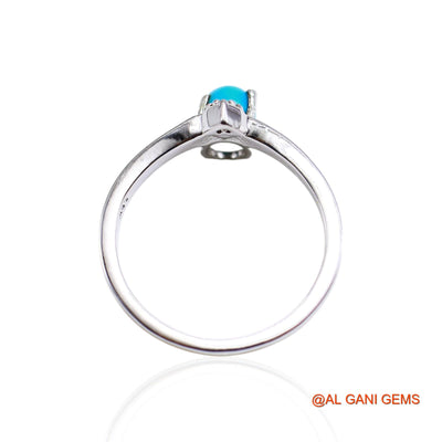 Turquoise Gemstone Sterling Silver December Solitaire Anniversary Ring SR-50