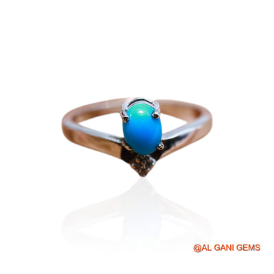 Turquoise Gemstone Sterling Silver December Solitaire Anniversary Ring SR-50