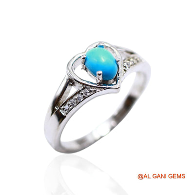 December Birth Natural Turquoise Zircon Boho Solitaire Ring 925 Silver SR-51