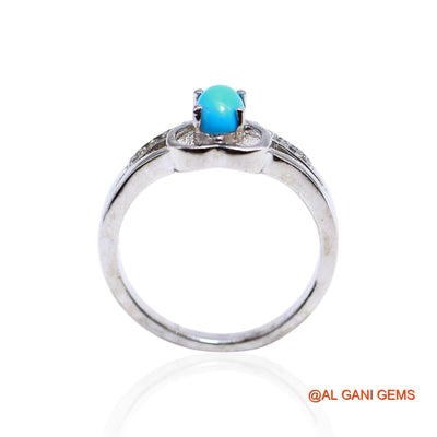 December Birth Natural Turquoise Zircon Boho Solitaire Ring 925 Silver SR-51