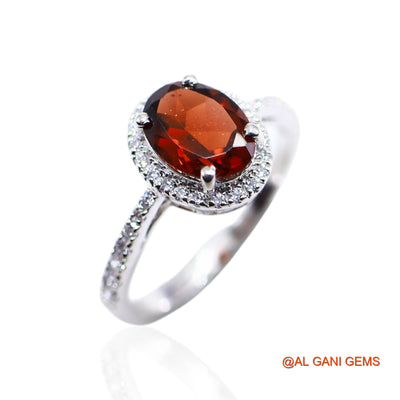 925 Silver Faceted Natural Garnet Zircon Dainty Solitaire Boho Ring SR-56
