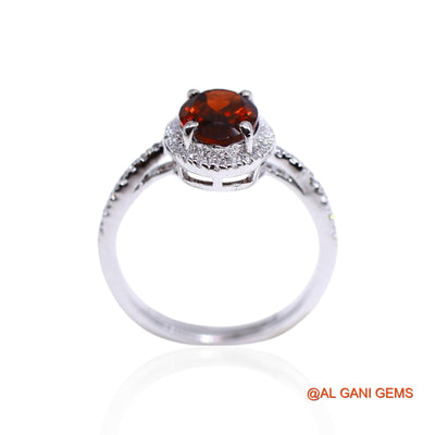 925 Silver Faceted Natural Garnet Zircon Dainty Solitaire Boho Ring SR-56