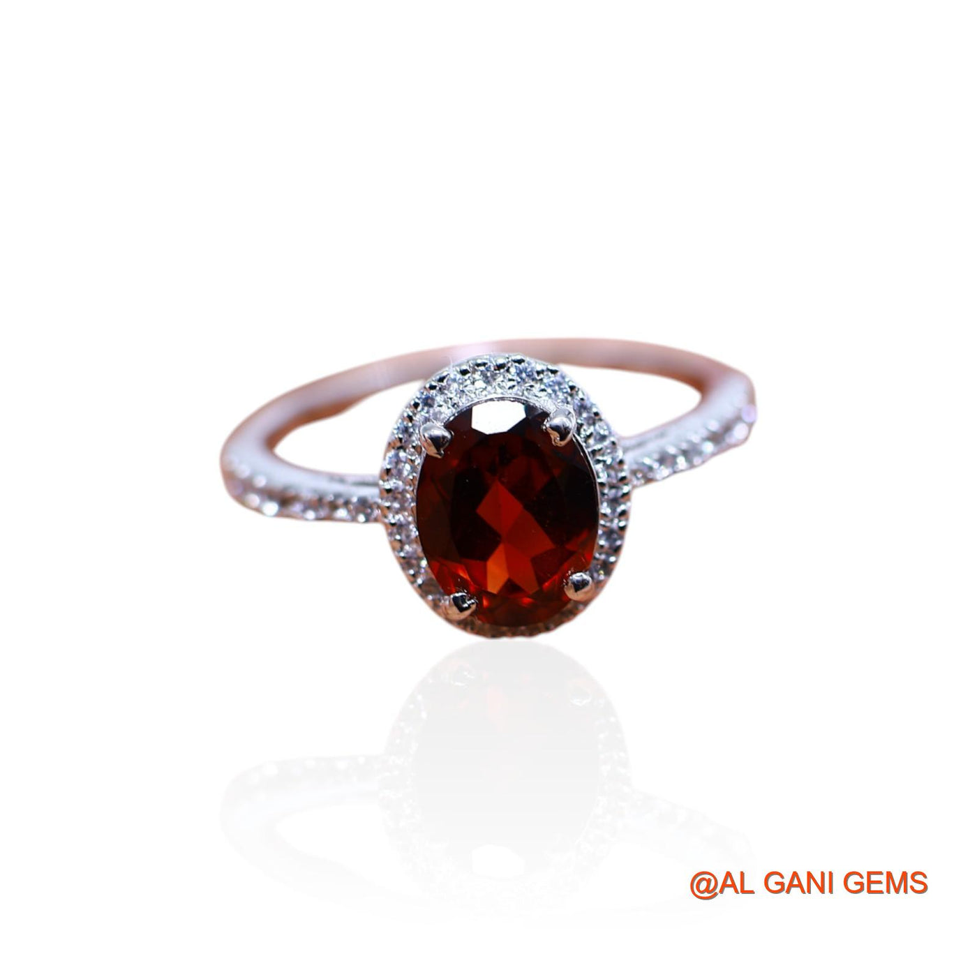 925 Silver Faceted Natural Garnet Zircon Dainty Solitaire Boho Ring SR-56