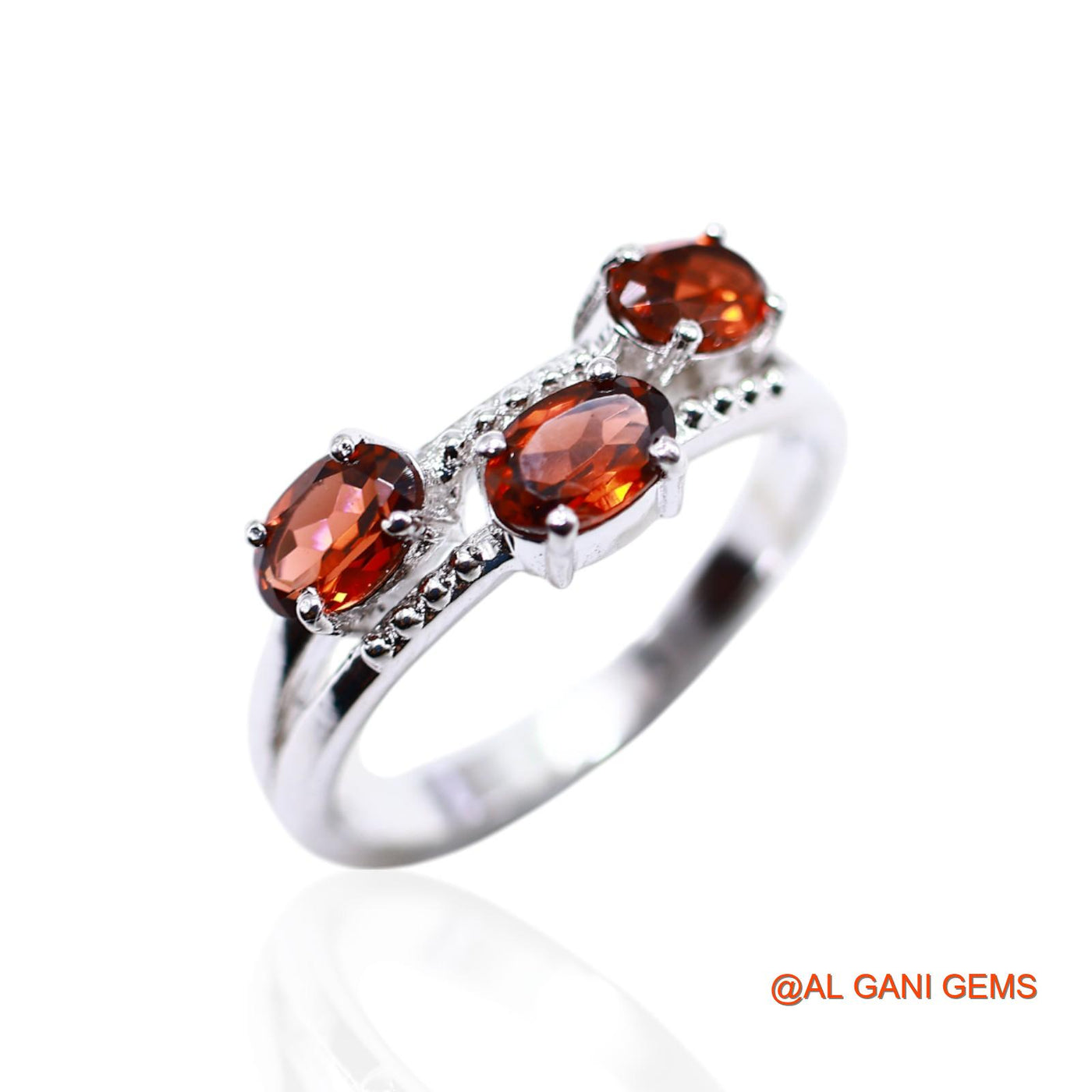 Garnet Stone 925 Sterling Silver Boho Solitaire Statement Bezel Ring SR-57