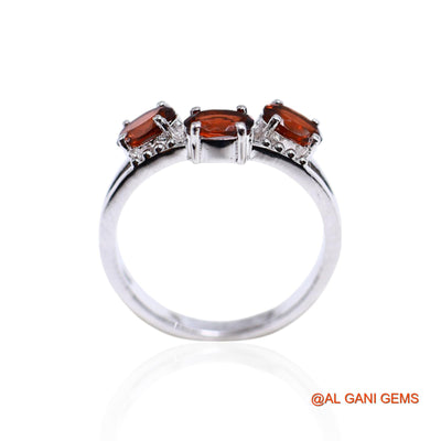 Garnet Stone 925 Sterling Silver Boho Solitaire Statement Bezel Ring SR-57