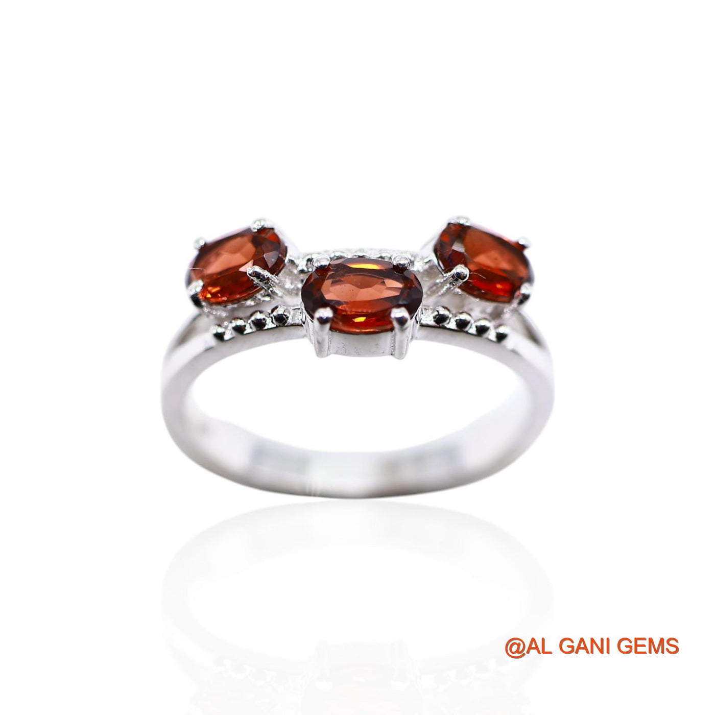 Garnet Stone 925 Sterling Silver Boho Solitaire Statement Bezel Ring SR-57
