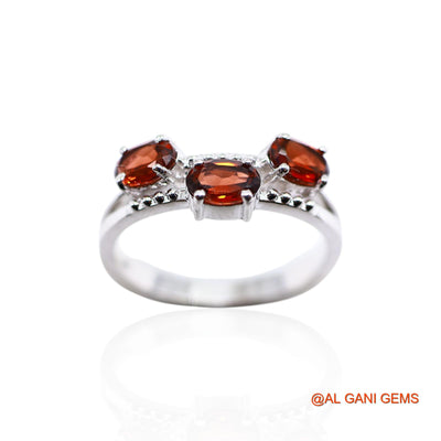 Garnet Stone 925 Sterling Silver Boho Solitaire Statement Bezel Ring SR-57