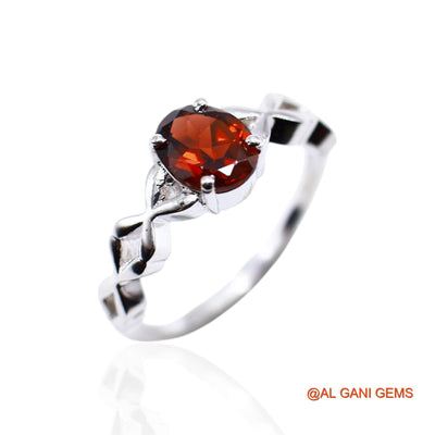Garnet Stone Promise Boho Solitaire Bezel Statement Ring 925 Silver SR-58