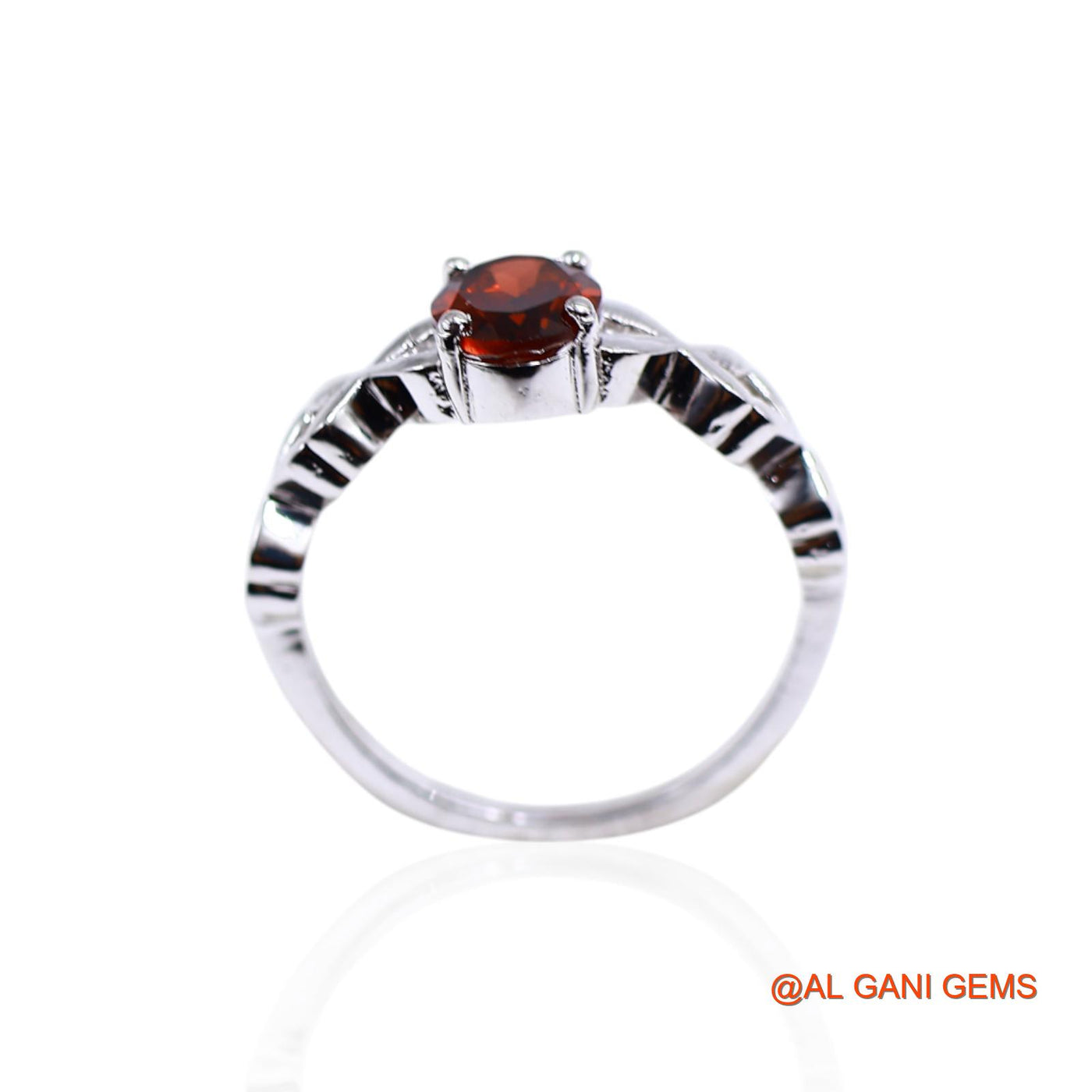 Garnet Stone Promise Boho Solitaire Bezel Statement Ring 925 Silver SR-58