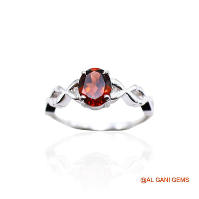 Garnet Stone Promise Boho Solitaire Bezel Statement Ring 925 Silver SR-58