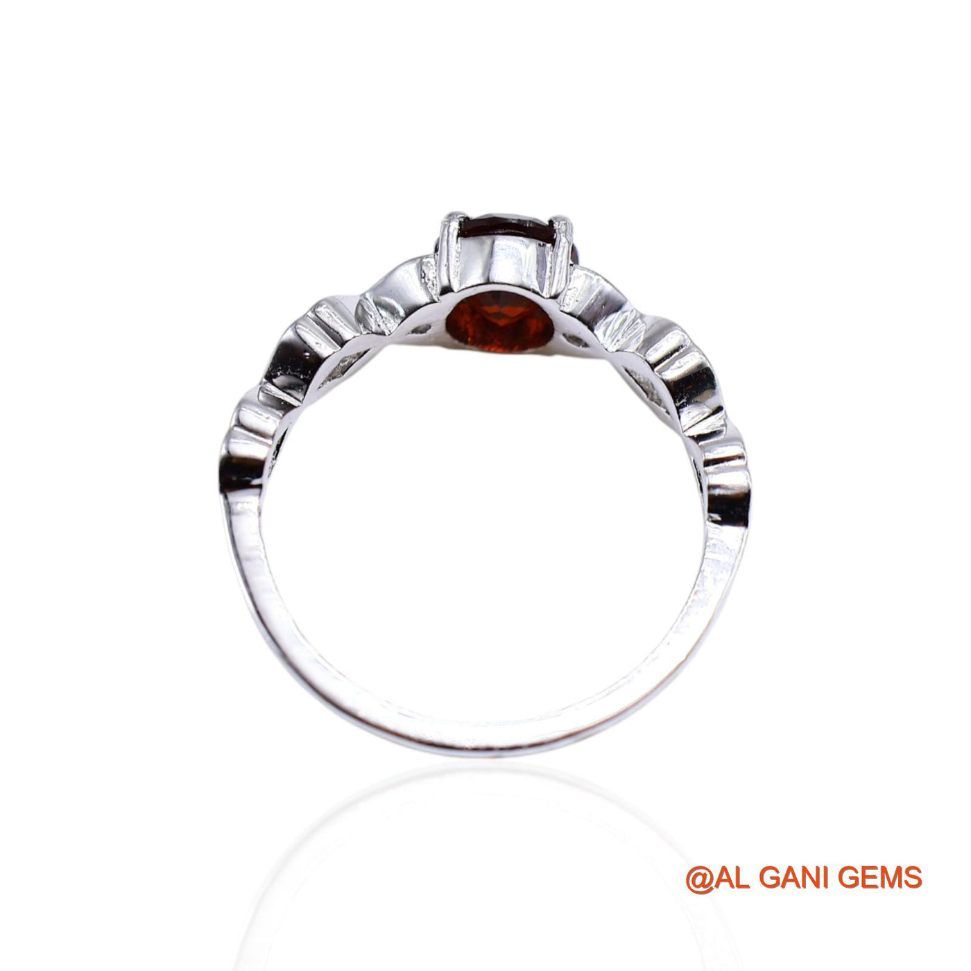 Garnet Stone Promise Boho Solitaire Bezel Statement Ring 925 Silver SR-58