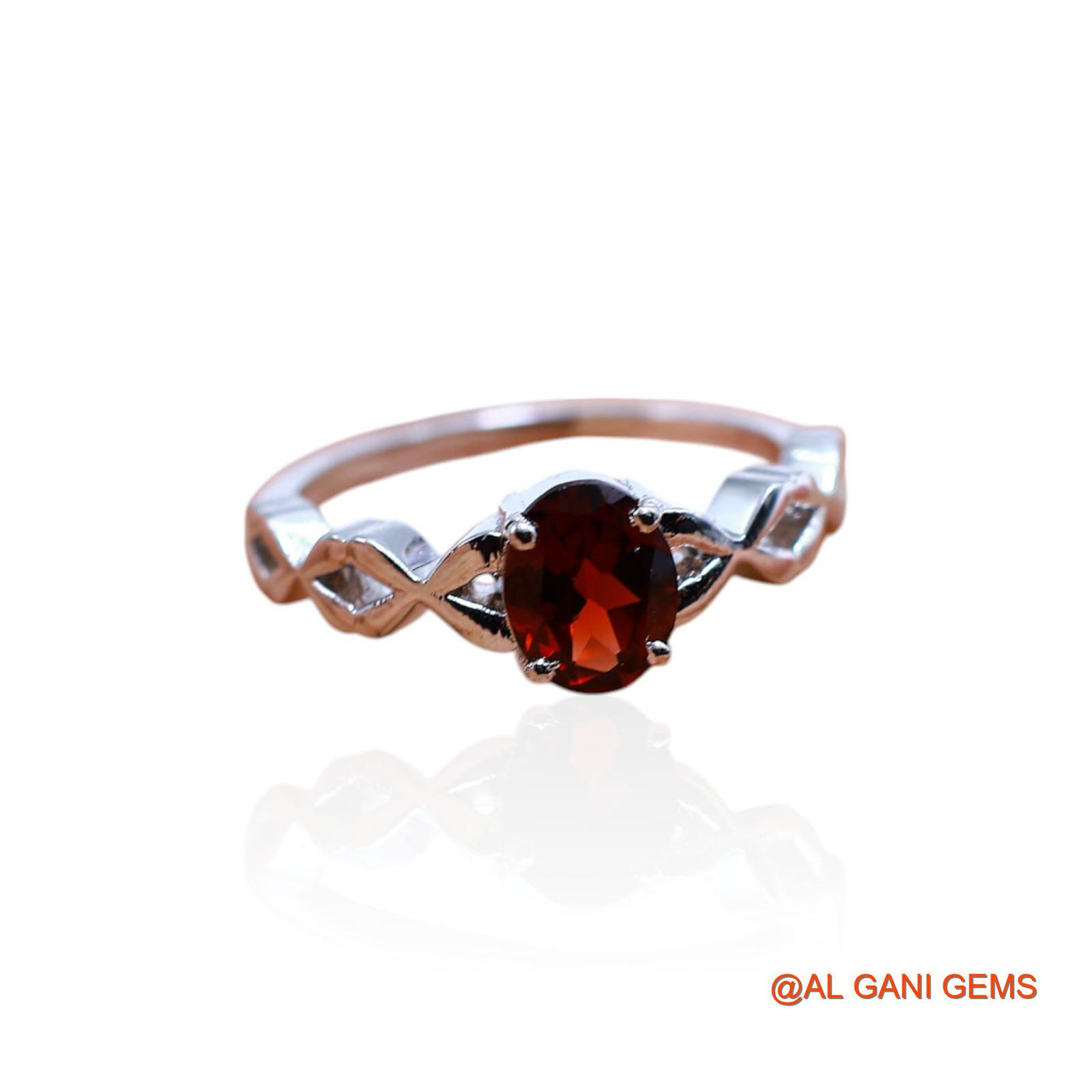 Garnet Stone Promise Boho Solitaire Bezel Statement Ring 925 Silver SR-58