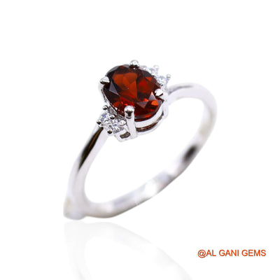 January Natural Garnet Zircon 925 Silver Statement Solitaire Ring SR-59